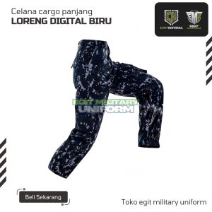 CELANA PANJANG LORENG DIGITAL BIRU
